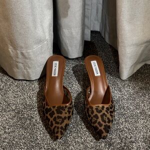 Steve Madden Brown Leopard-Print Pointed Mules